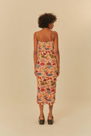 vestido midi estampado arco íris da terra