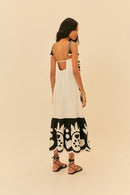 vestido cropped estampado bordado estrela