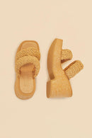 sandália plataforma puffer crochê