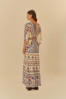 vestido longo lenço estampado magia tropical