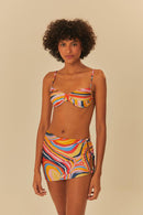 mini saia praia estampada onda colorida